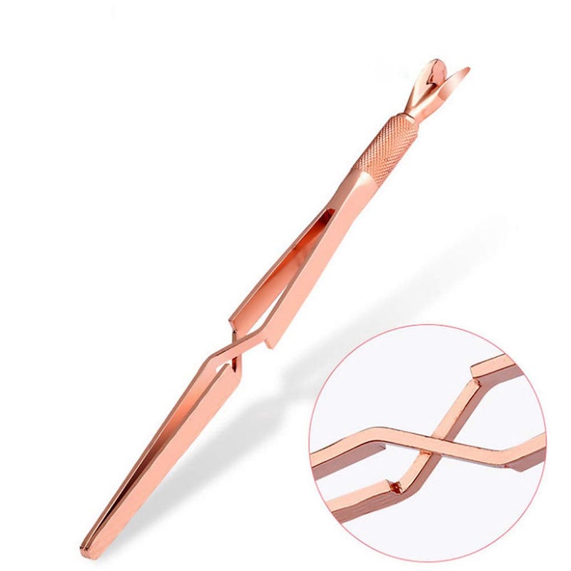 SILPECWEE 1Pc Rose Gold Nail Cuticle Pusher C Curve Nail Pinching Clips Nail Pusher Gel Nail Scraper False Nail Shaping Tweezers Nail Polish Remover Multi-Function Manicure Tools - Image 5